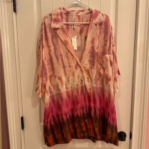 New Anthropologie Pink Print Blouse